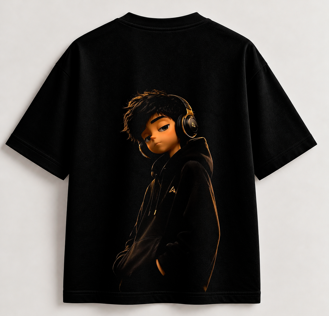 Camiseta Negra Oversize Midnight Vibes – Estilo Urbano | SAMALEY