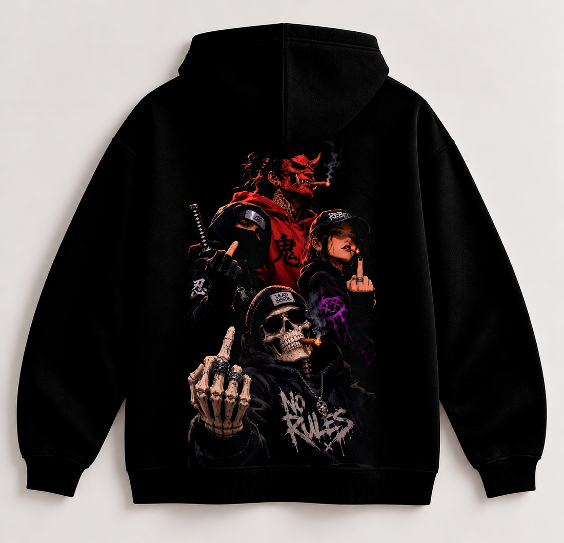 Sudadera NO RULES Negra | SAMALEY