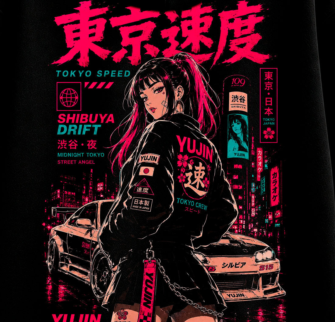 Sudadera TOKYO SPEED Negra Estilo Japonés | SAMALEY