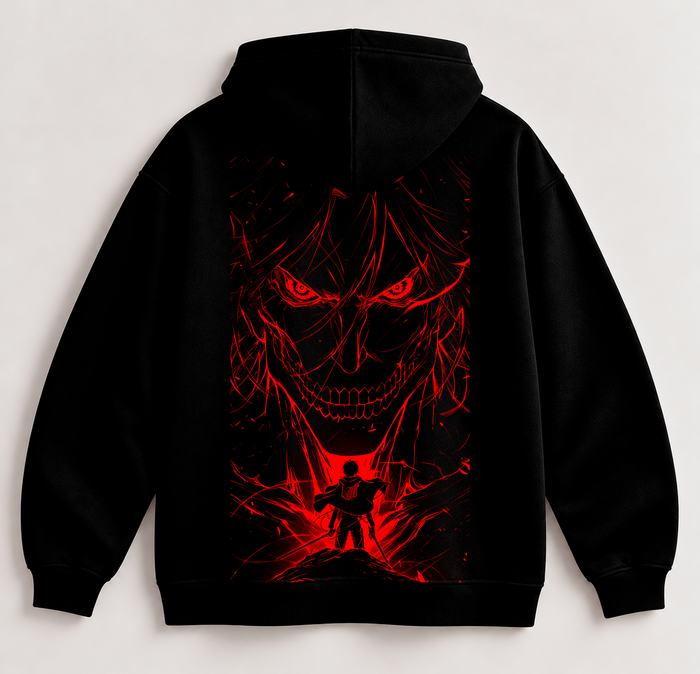 Sudadera TITAN'S WRATH Negra Estilo Anime | SAMALEY
