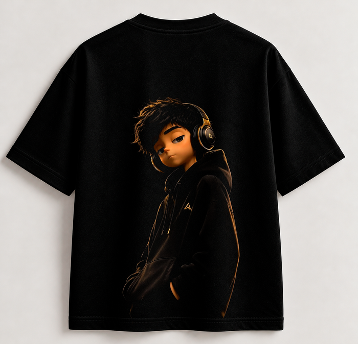 Camiseta Negra Oversize Midnight Vibes – Estilo Urbano | SAMALEY