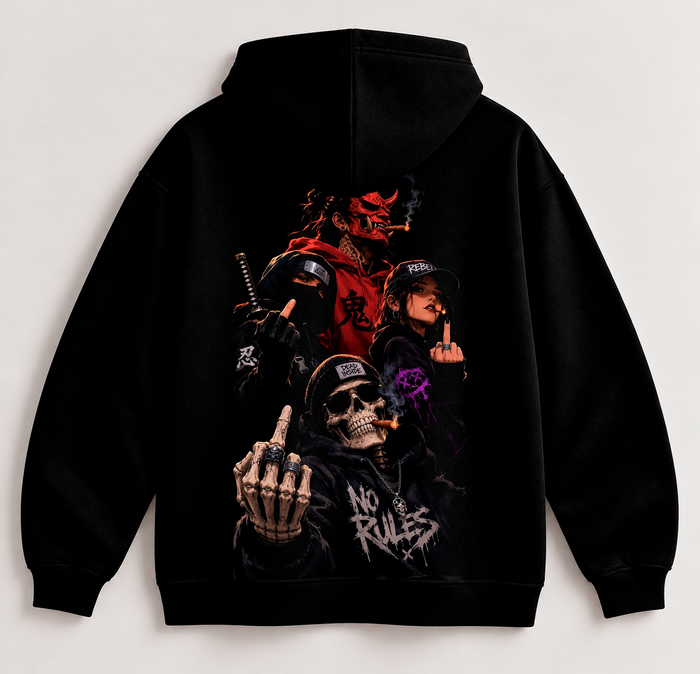 Sudadera NO RULES Negra | SAMALEY