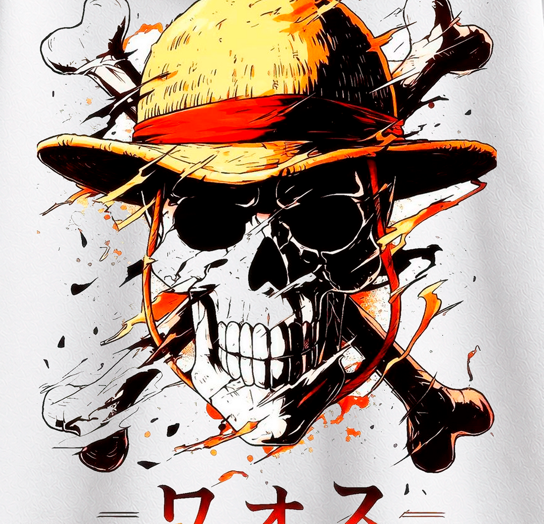 Sudadera STRAW HAT Calavera Pirata Blanca | SAMALEY