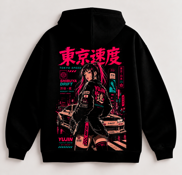 Sudadera TOKYO SPEED Negra Estilo Japonés | SAMALEY