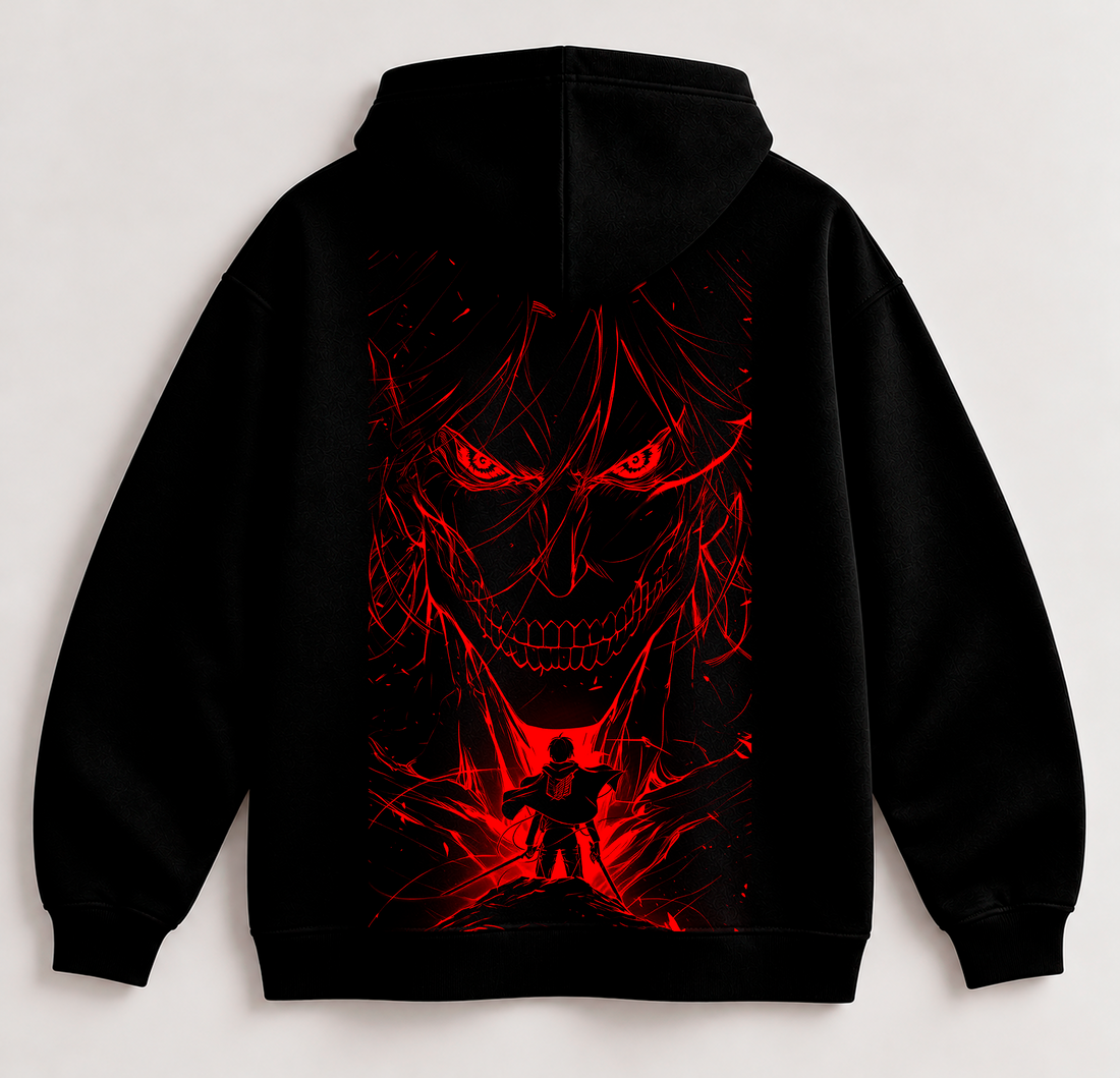 Sudadera TITAN'S WRATH Negra Estilo Anime | SAMALEY